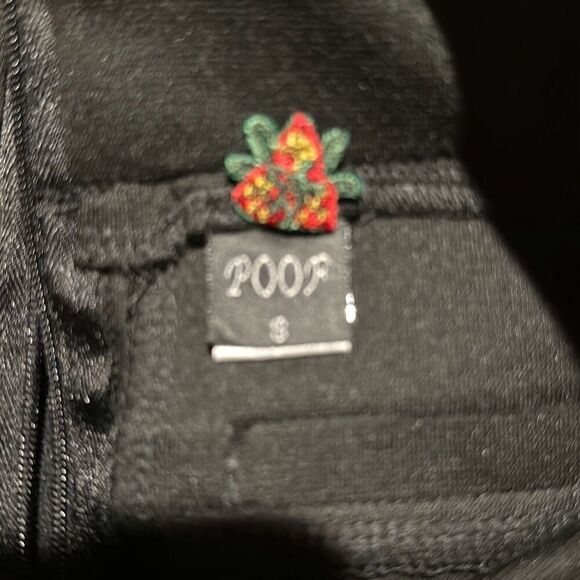 "NEW" Poof Apparel Ladies Small Black Faux Leather Trim Mini Skirt - Picture 3 of 15